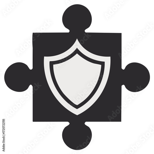 Jigsaw Piece with Shield Icon Security Integration Partnership Protection