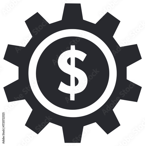 Dollar sign inside gear icon. Business and finance concept.