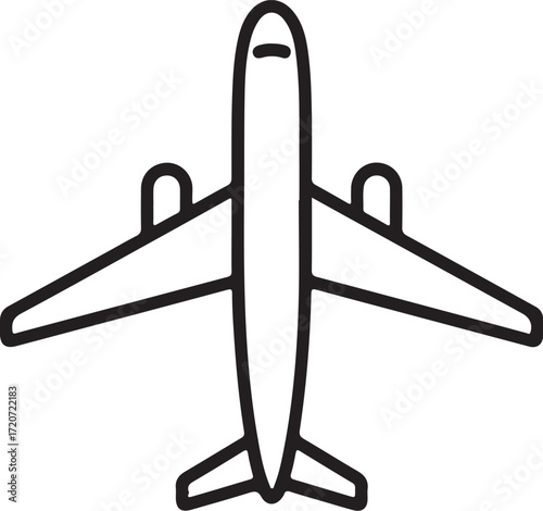Airplane side icon in outline vector style with white background.eps