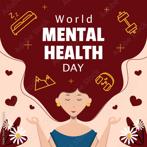 World Mental Health Day Poster. Stress management