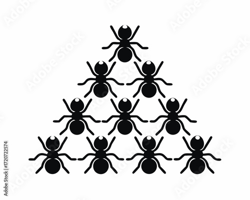 Ant colony walking silhouette vector isolated on white background