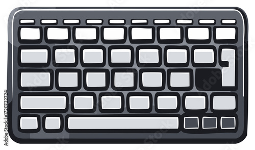Stylized keyboard illustration, computer keyboard, graphic design element, tech symbol