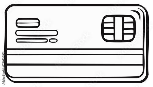 Stylized illustration of a credit card showcasing digital banking and online shopping security through chip technology