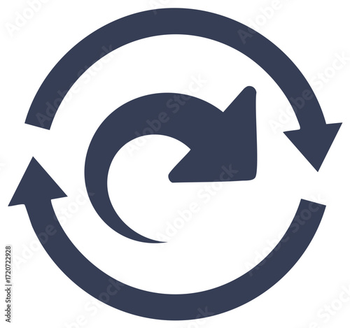 Modern graphic illustration of a refresh reload icon with two circular arrows representing a continuous cycle