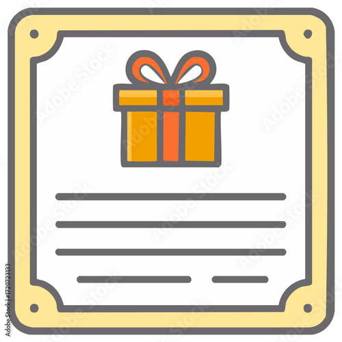 Certificate template with gift box illustration in color design