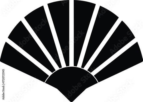 Chinese fan silhouette vector art illustration