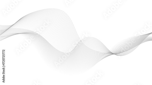 Abstract smooth wave on a white background. Stock vector illustration. Abstract vector background with black wavy lines. Fluid vector shaped background.