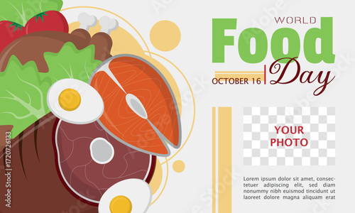 World Food Day Template. Source of protein. Copy space area