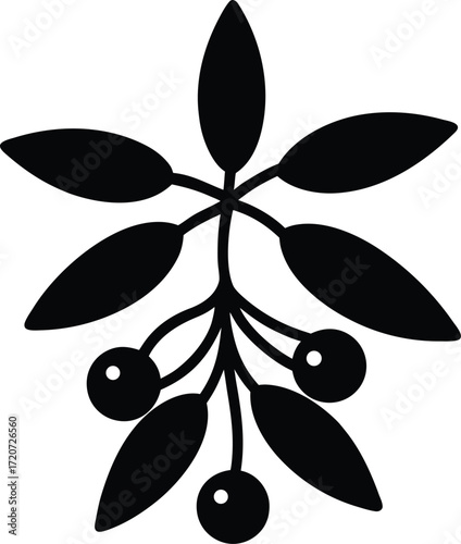 Mistletoe silhouette vector art illustration