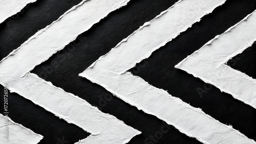 Abstract Black and White Torn Paper Zigzag Pattern