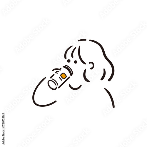 【単品】缶ビールを飲む女の子のイラスト
