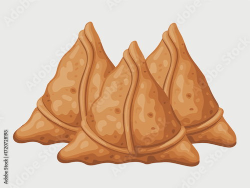 Delicious samosa indian snack food illustration perfect for recipe blog or restaurant menu design and presentation