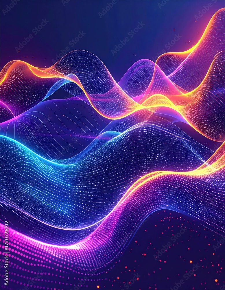 Fototapeta premium Abstract wavy lines of vibrant, glowing particles