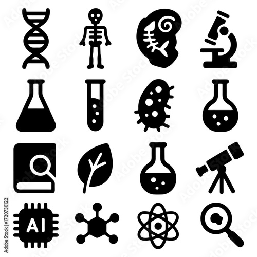 Science Iconography: A comprehensive visual compendium of scientific symbols, offering a curated selection of iconic illustrations representing diverse disciplines and concepts.