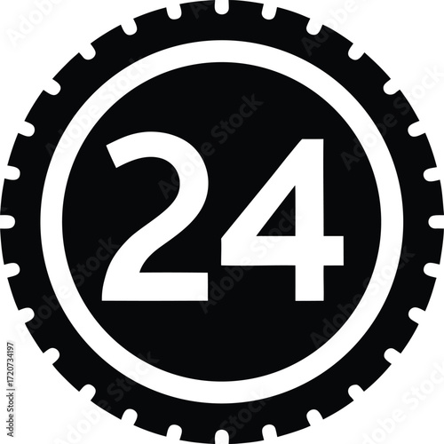 24 Hours Symbol Silhouette Vector Art Illustration