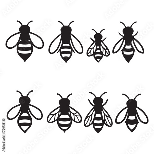 A collection of vector insect silhouettes, including a butterfly, beetle, and spider