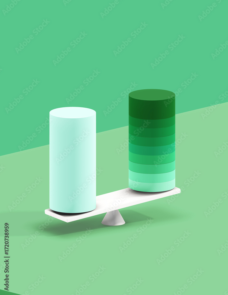 Fototapeta premium tube graph comparing on balance scale
