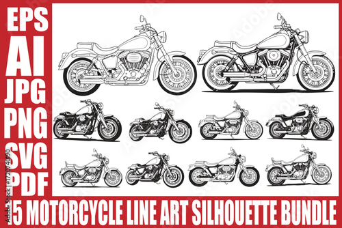 Motorcycle Line Art Clipart
