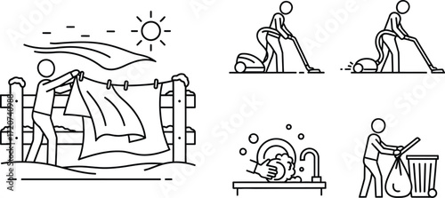 Set of cleaning and housework icons for your design