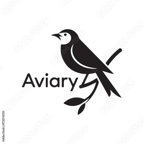Bird Silhouette Logo with Text Aviary