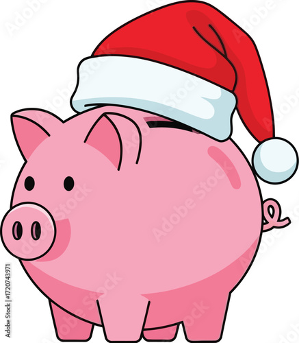 Christmas piggy bank savings holiday budget illustration editable vector