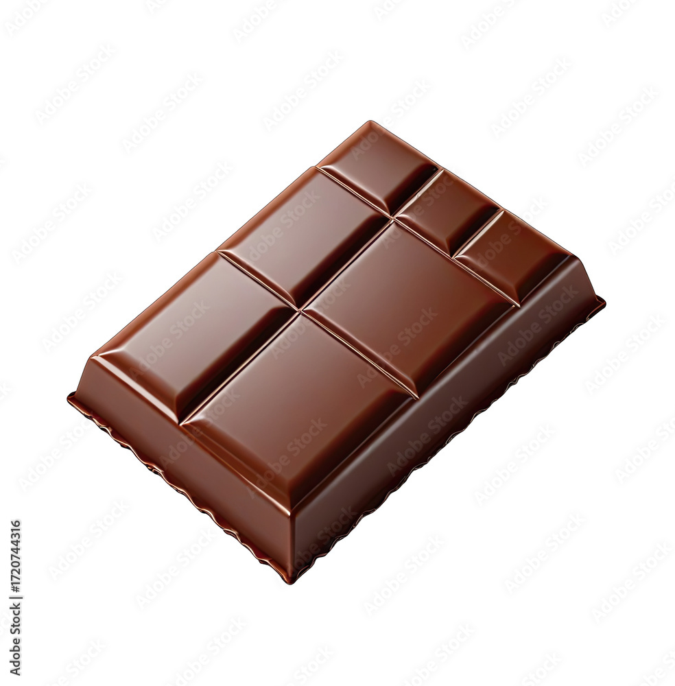 Fototapeta premium Dark chocolate bar, rectangular, broken into squares