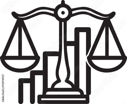 Striking scales of justice icon symbolizing legal balance and fairness, perfect for law firms, attorneys, and judicial concepts in a modern design