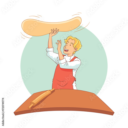 illustration of making pizza dough