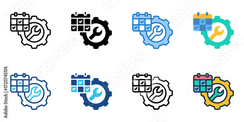 Predictive maintenance icon set multiple style collection 
