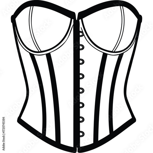 Classic Corset Illustration, Fashion Design Template underwear lingerie clothing apparel pattern vintage retro lace bustier bodice