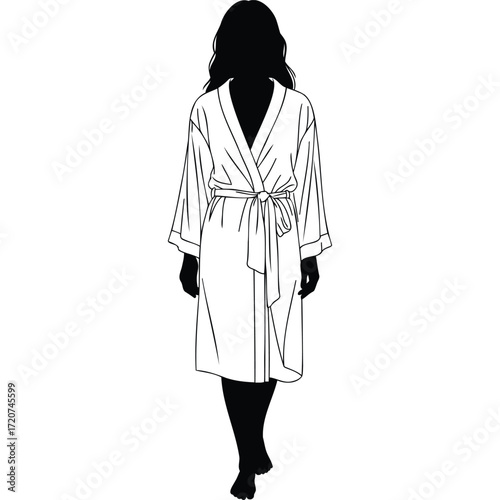 Silhouette of a woman in a bathrobe long robe dressing gown spa relaxation bathroom fashion clothing vector illustration