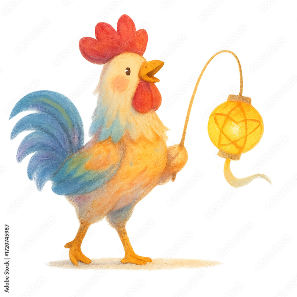 Fototapeta premium the chicken holding lantern on Mid Autumn Festival