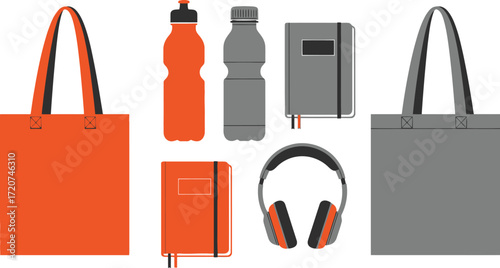 Branded merchandise mockup for company swag and promotions editable vector