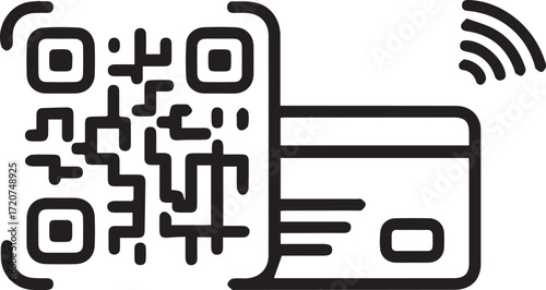 Seamless payment solution with QR code and contactless credit card for modern shopping experiences, digital transactions, and secure mobile payments