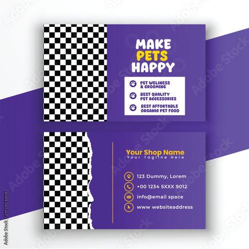 Pet care and shop  premium vector Business card or visiting card template design