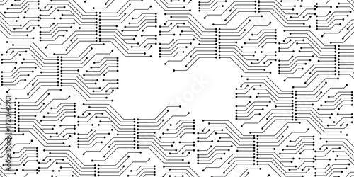 Vector micro chip, micro scheme elements design. Abstract technology, IT thematic background. Future technologies background. Circuit board pattern. Technology texture. Seamless circuit board. Vector 