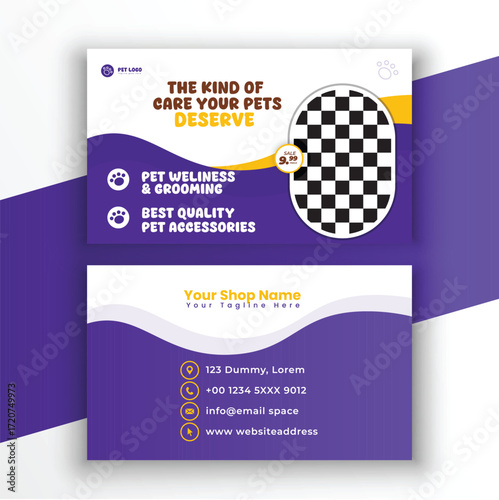 Pet care and shop  premium vector Business card or visiting card template design