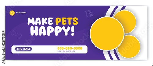 Pet care and shop  premium vector Facebook cover and banner Template Design