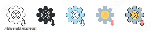 Reduce Cost Icon Set Multiple Style Collection