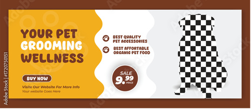 Pet care and shop  premium vector Facebook cover and banner Template Design