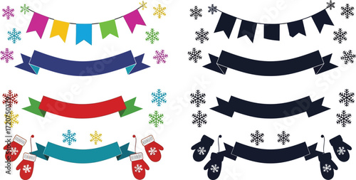 Download winter banners and snowflakes vector illustration graphic set