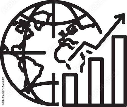 Global business growth illustration showing worldwide expansion and financial success, perfect for investment reports and international market analysis materials