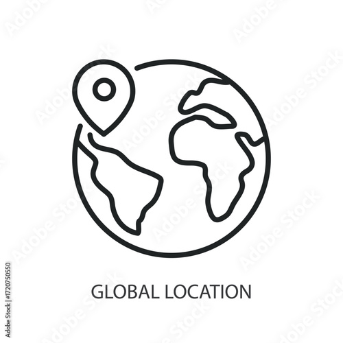 Global location thin line vector icons.