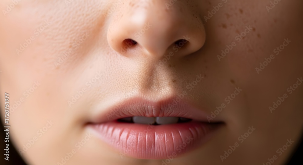 Naklejka premium Close-up of natural lips and skin texture highlighting beauty and skincare