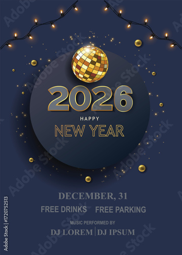2026 Happy New Year Background for your Flyers and Greetings Card or new year themed party invitation. abstract vector illustration design