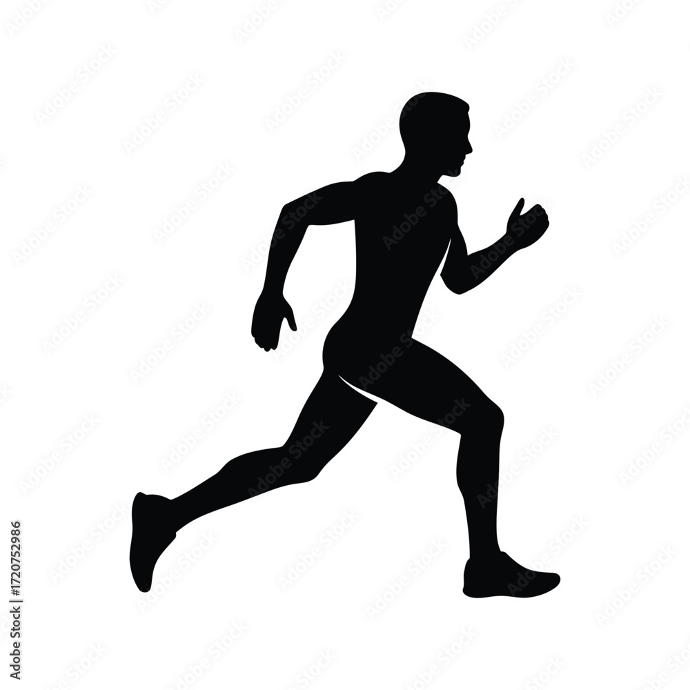 Fototapeta premium Dynamic silhouette of a man running in action outdoor athletic sprint vector