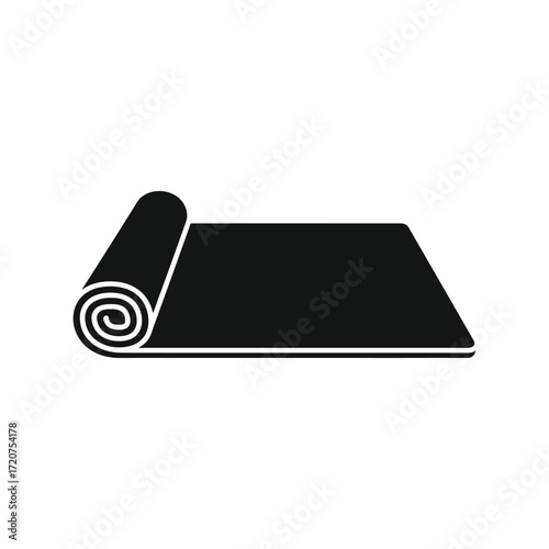 Rolled yoga mat icon symbol silhouette fitness exercise sport wellness vector