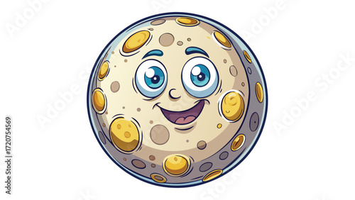 Cartoon moon with happy face and craters vector