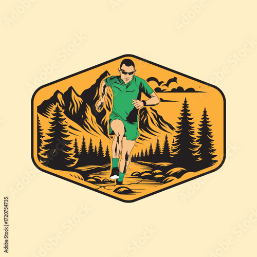 ultra trail run illustration image for background and logo vector