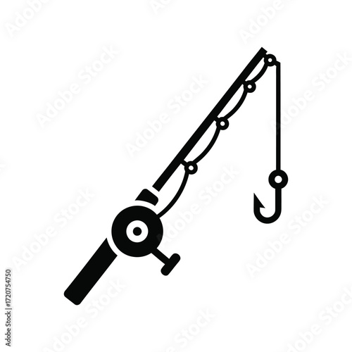 Fishing rod hook icon simple vector illustration fishing tackle equipment sport symbol vector